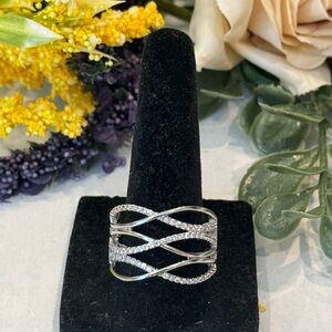 Cubic Zirconia Criss Cross Band Ring Size 8.5